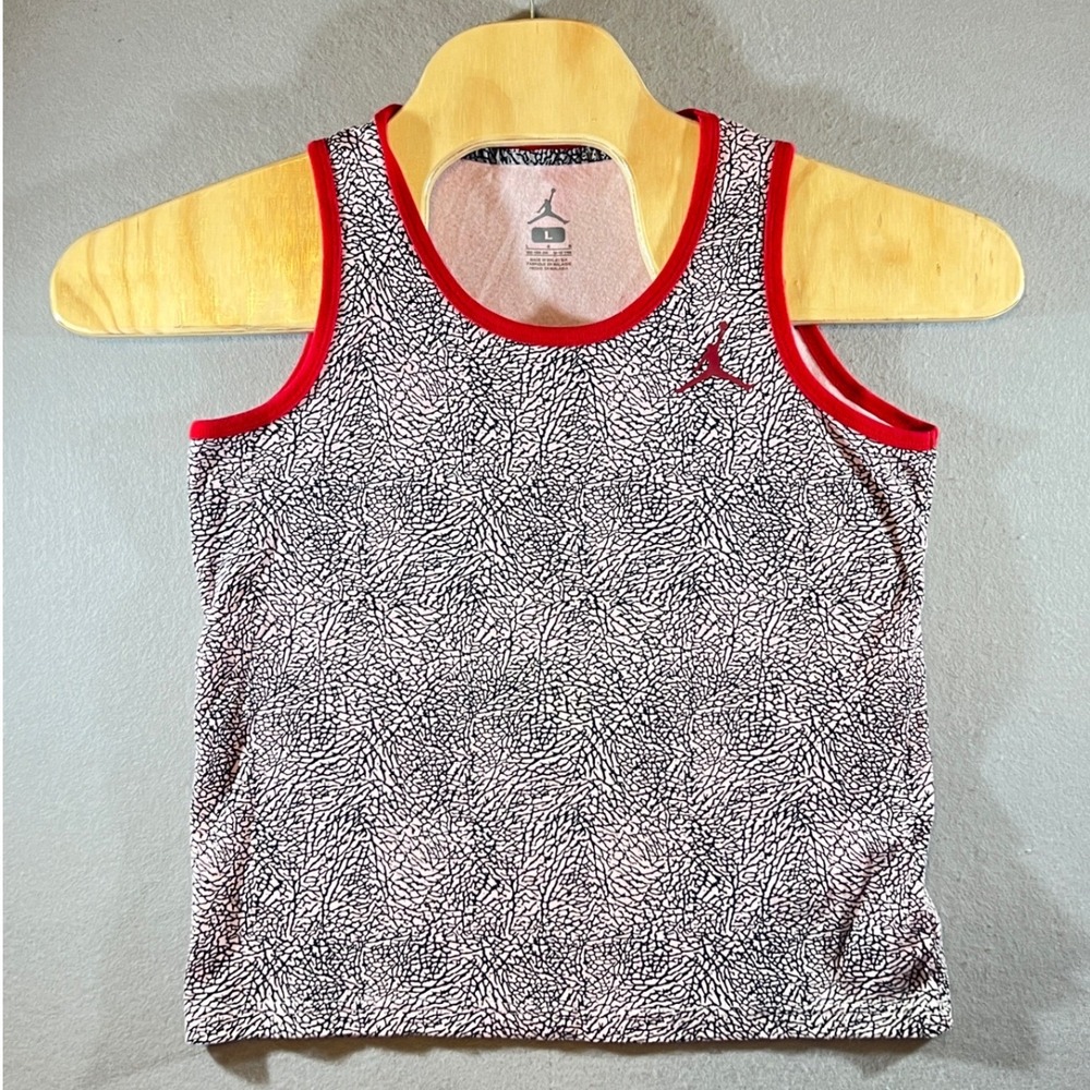 657 | Jordan Elephant Print Jumpman Athletic Tank Top Red White Black‎ Youth L